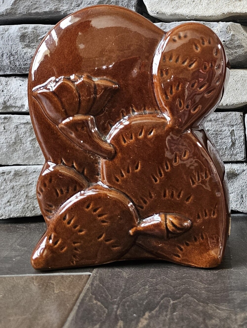 RARE and Beautiful Vintage Frankoma 1205 Brown Ceramic Cactus Planter
